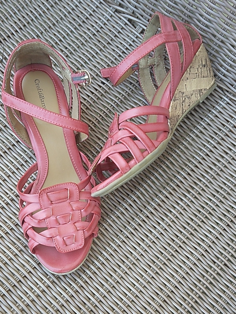croft & barrow Coral Pink Woven Wedge Sandals